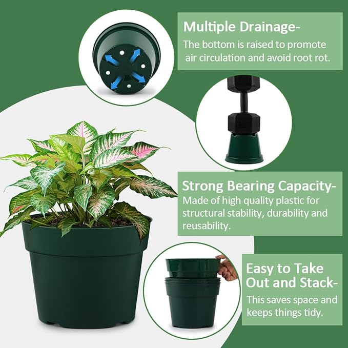 15 Pack 4/6/8 Inch Plant Nursery Pots, Sturdy Plant Pots - Image 3