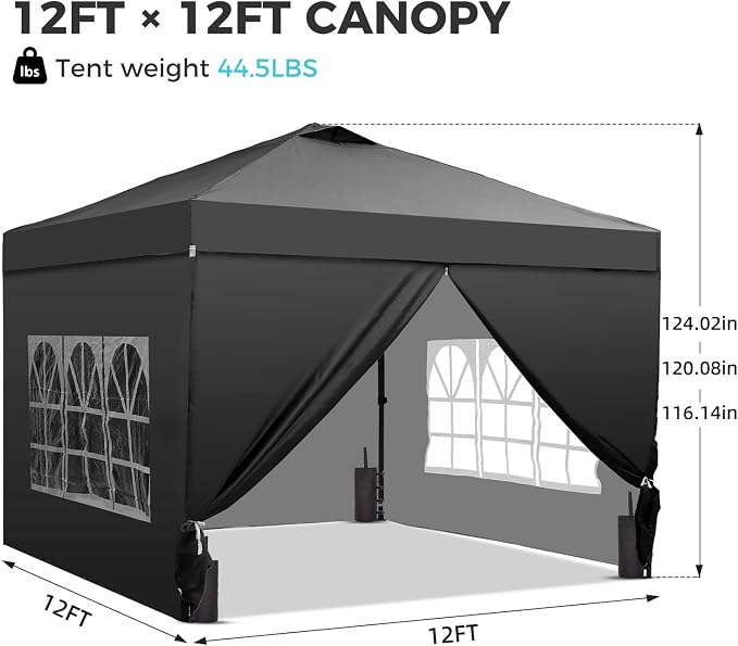 12x12 FT Pop Up Canopy, Instant Canopy Tent - Image 5
