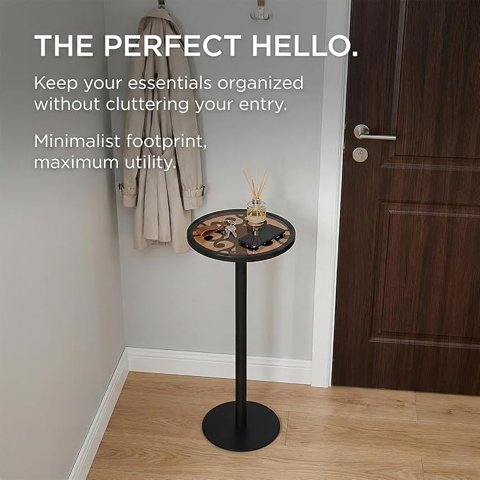 Black Drink Table, Indoor Outdoor Small Round Side Table - Image 9