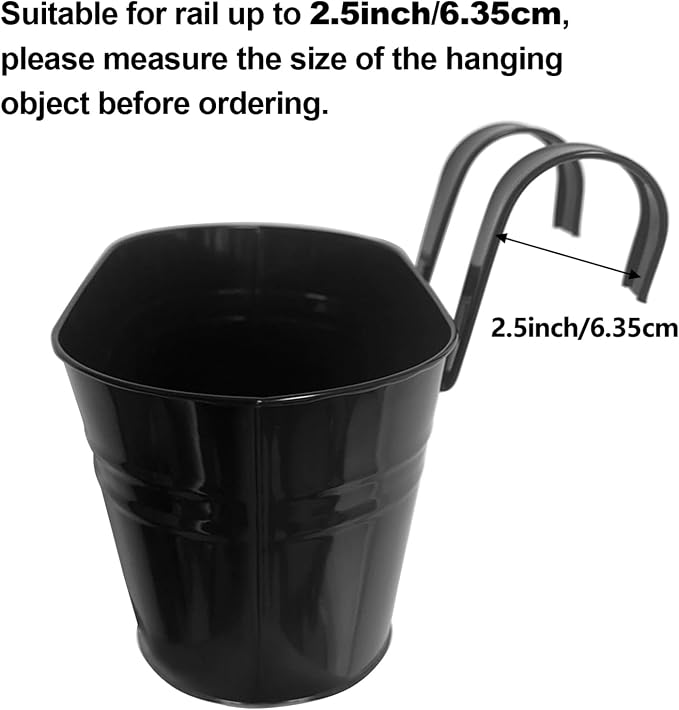OGIMA 4pcs Hanging Flower Pots, Metal Iron Wall Planter Indoor/Outdoor - Image 2