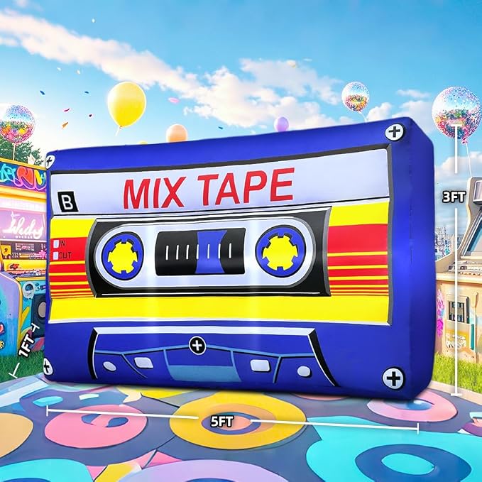 80's 90's Party Decoration 5FT Inflatable Magnetic Tape Party Decorations - Image 5
