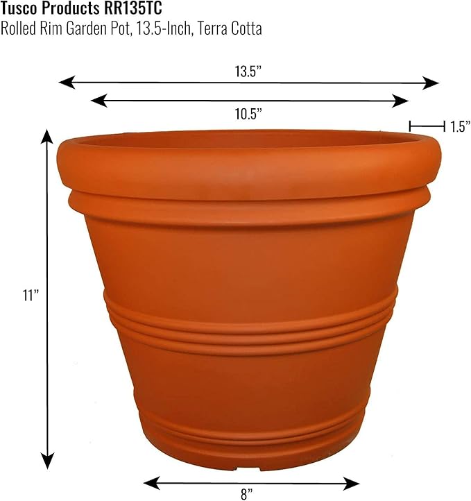 Tusco Products RR135TC Classic Rolled Rim Garden Planter, Terra Cotta - Image 2