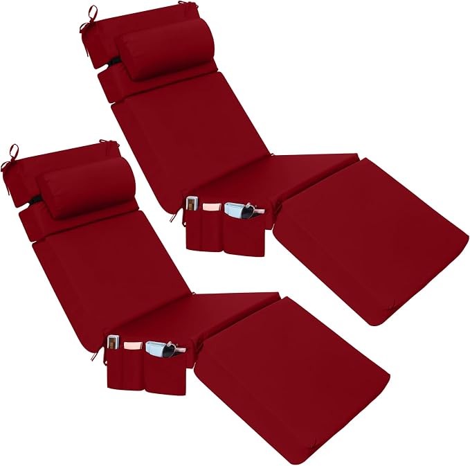 Wenqik 2 Pcs Outdoor Chaise Lounge Cushion by Wenqik