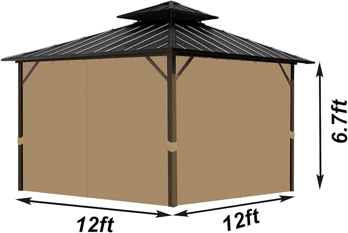 Gazebo Universal Replacement Privacy Curtain, 4-Panels Sidewall - Image 2