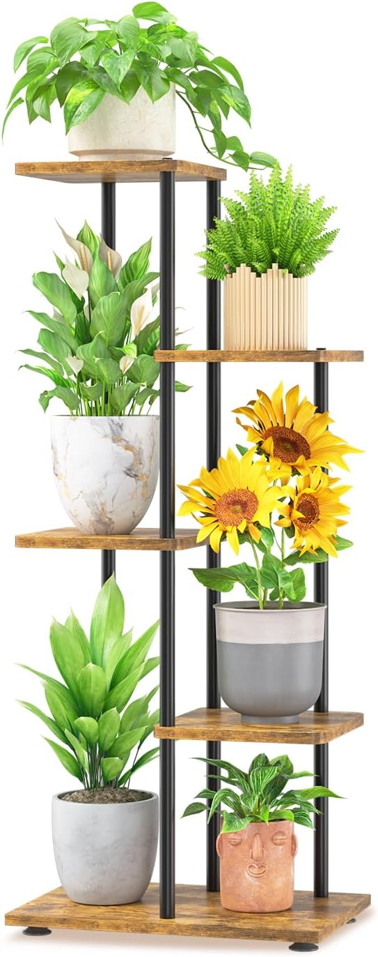 LASZOLA Black 4 Tiered Wood Plant Stand Indoor by LASZOLA