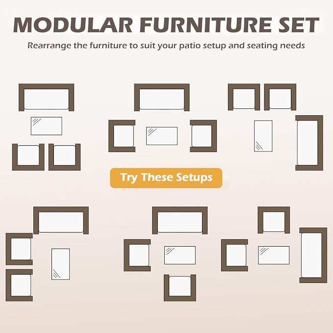 FDW | 4-Piece Patio Furniture Set | Gray & Blue | Outdoor Wicker Furniture - Image 8