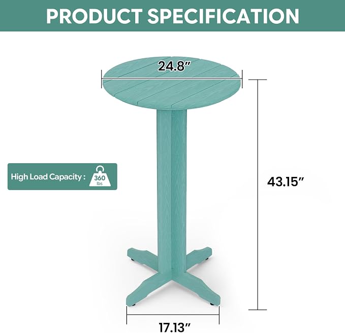 Outdoor Bar Stools, All-Weather HDPE Counter Height Chairs, 500lbs Heavy Duty - Image 8