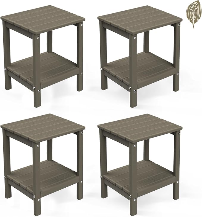 GREENVINES Adirondack-Outdoor-Side-Table | Set of 4 | Wood Grain | 14 x 13 by GreenVines