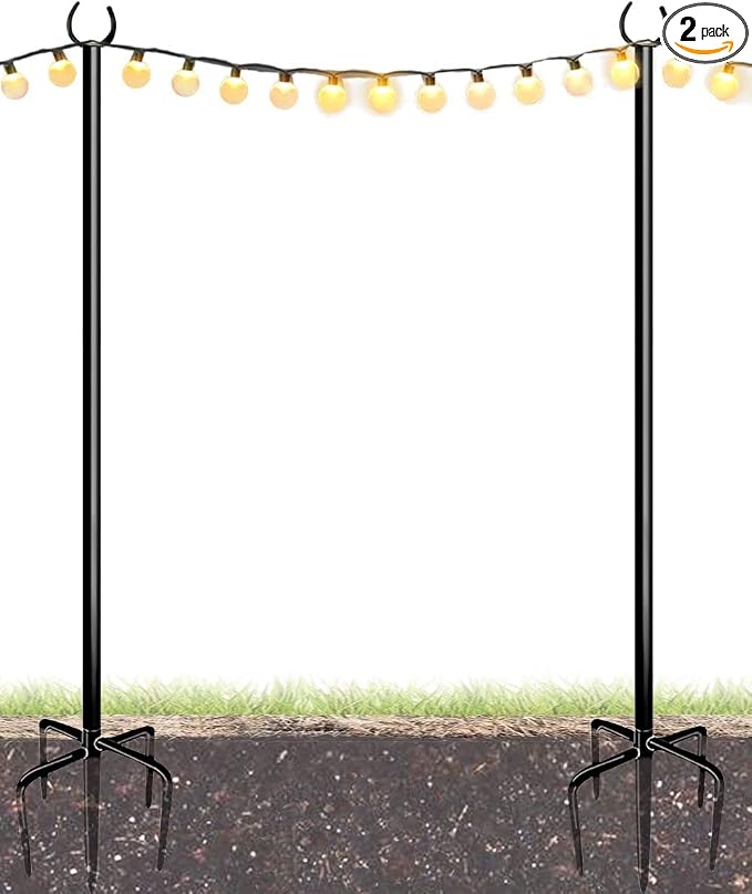 10FT String Light Poles for Outdoor, Heavy Duty Metal Lighting Stand Pole for by Eazielife