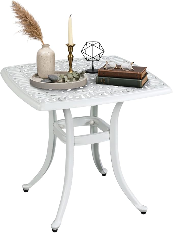 VINGLI 21” Cast Aluminum Outdoor Side Table by VINGLI