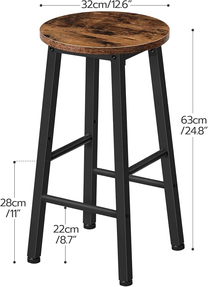 HOOBRO Bar Stools, Barstools Set of 2, Counter Height Barstools, 24.8" Bar - Image 3
