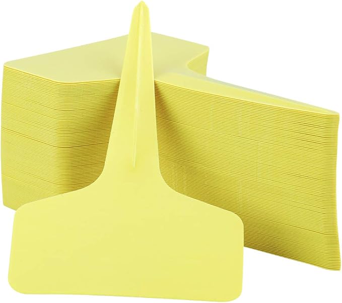 100 Pcs 6 x10cm Plastic Plant T-Type Tags Yellow Nursery Garden Labels by KINGLAKE