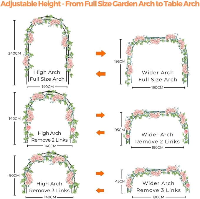 Mr.Ton Garden Arch Trellis for Climbing Plants Outdoor, Metal 7.8ft Arch Archway - Image 3