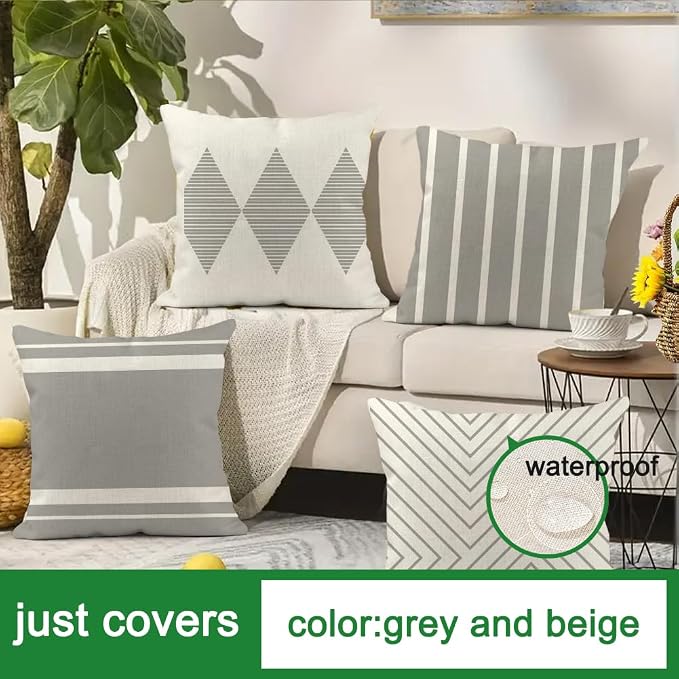 RABUSOFA Outdoor Pillow Covers 18x18 inch Waterproof - Image 5