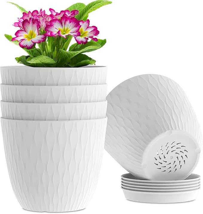 6 inch Flower Pots, 5 Pack Plant Pots by WSMKSZ