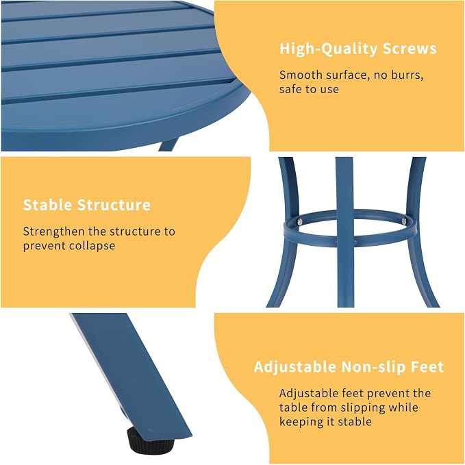 VINGLI Outdoor Side Table, Small Metal Patio End Table, Outdoor Round Table - Image 4