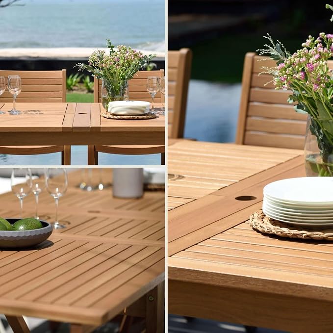 Amazonia Berlin Patio Extendable Table | Teak Finish | Durable and Ideal - Image 3