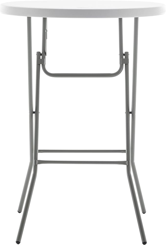 BTExpert 32" Round 43" Bar Height White Granite Plastic Folding Table Portable - Image 7