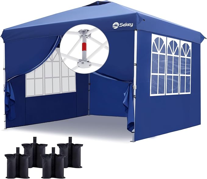 Sekey 10x10 Pop Up Canopy with 4 Sidewalls, One Push Setup Instant Outdoor by Sekey