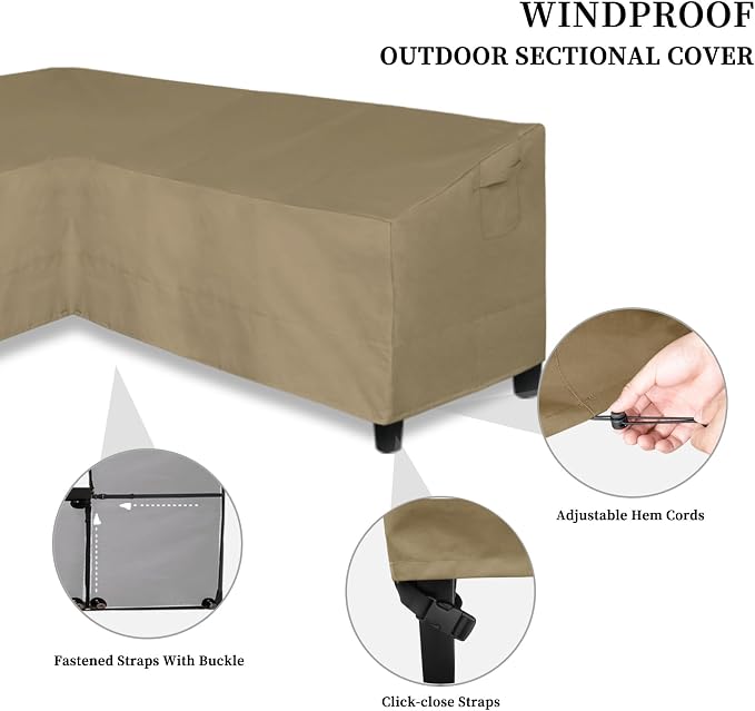 Easy-Going 600D Patio V-Shaped Sectional Sofa Cover, Heavy Duty Outdoor - Image 3