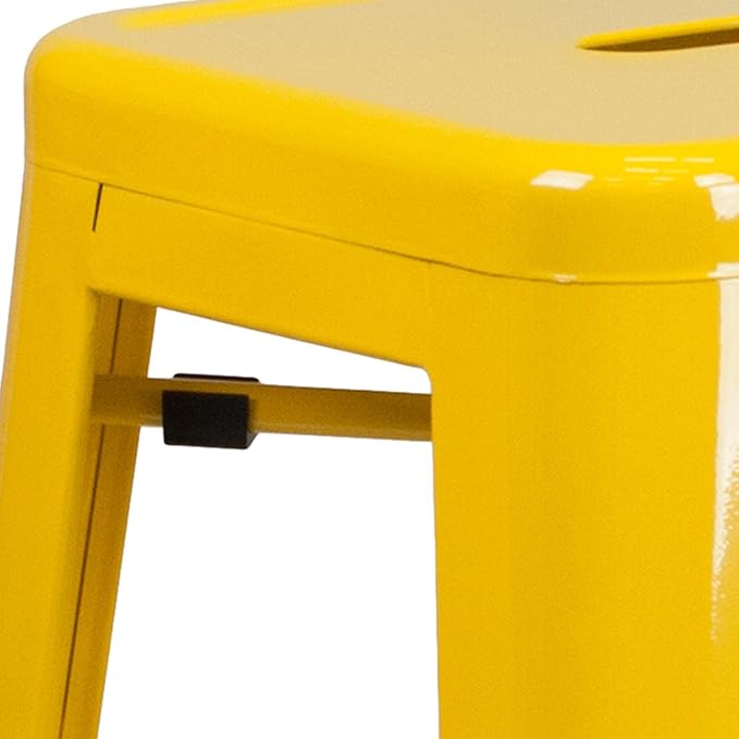 Flash Furniture Commercial Grade 30" High Backless Yellow Metal Indoor-Outdoor - Image 6