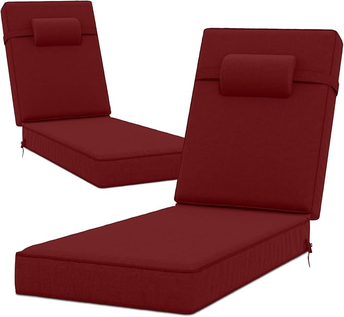 72 x 21 x 4 Inch Olefin Chaise Lounge Cushions, Lounge Chair Cushions by Unknown