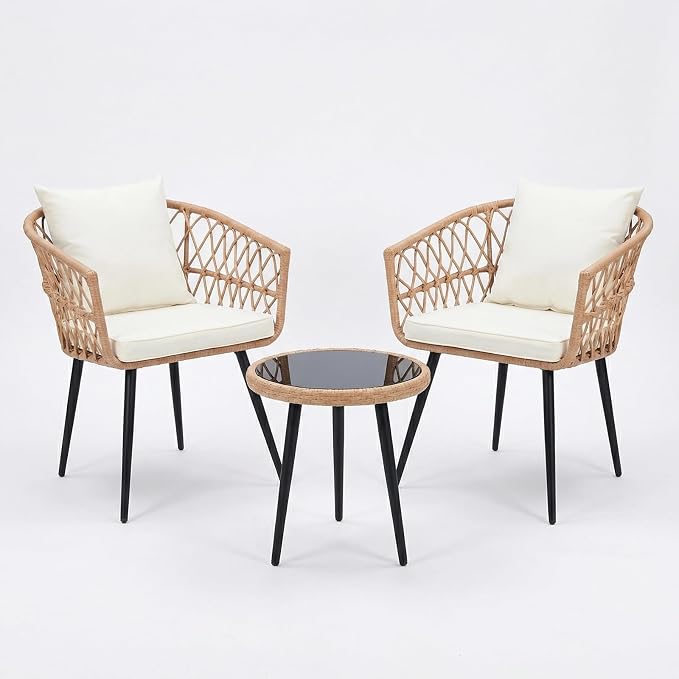 3 -Piece Outdoor Patio Furniture Set, All-Weather PE Rattan Conversation Set - Image 8