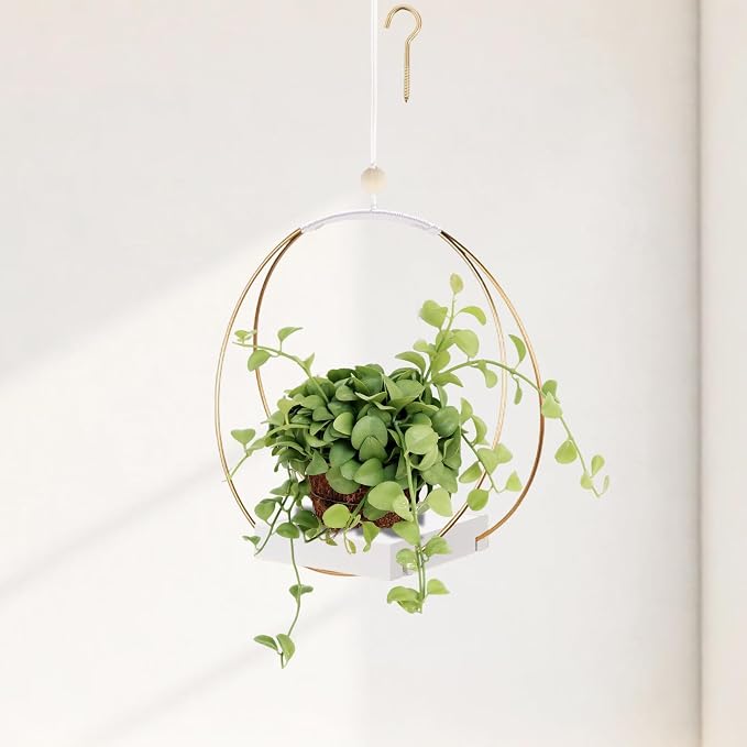 Mid Century Boho Macrame Metal Planter by Adnkwolivt