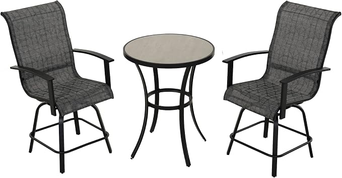 Grand patio 3 Piece Counter Height Patio Bar Set, Modern Round Bar Table and by GrandPatio