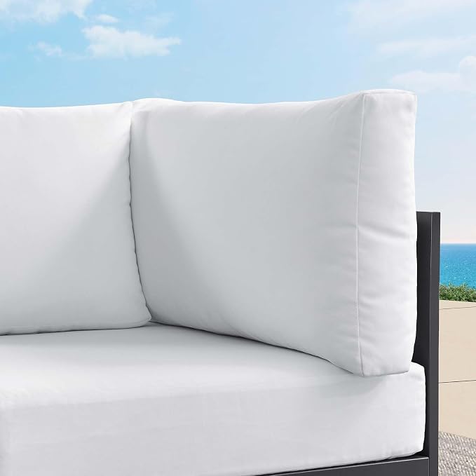 Modway Tahoe Aluminum Outdoor Sectional Corner Chair in Gray White - Image 8