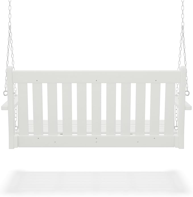 COSTAELM Paradise Outdoor Patio HDPE Hanging Front Porch Swing Bench - Image 5