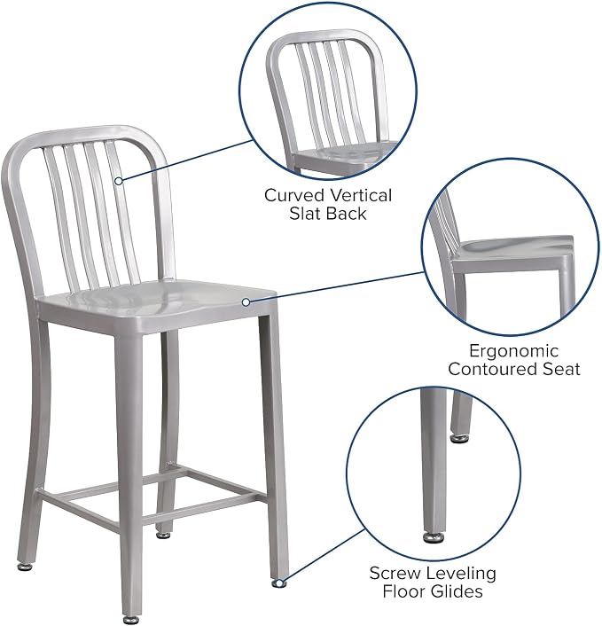 Flash Furniture 24" Commercial Grade Metal Counter Height Stool - Image 4