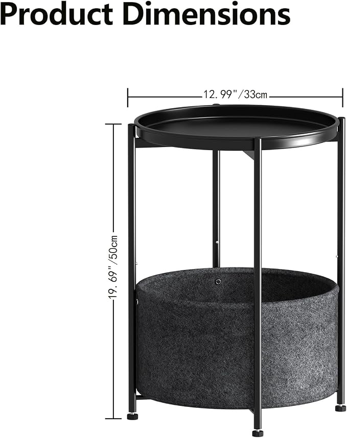 Garden 4 you Small Side Table, Mini Round End Table, Modern Nightstand - Image 3