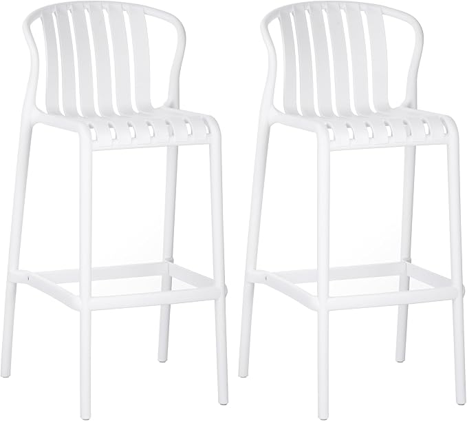 Christopher Knight Home Lenno Outdoor Plastic Bar Stools Set of 2, Patio Bar - Image 4