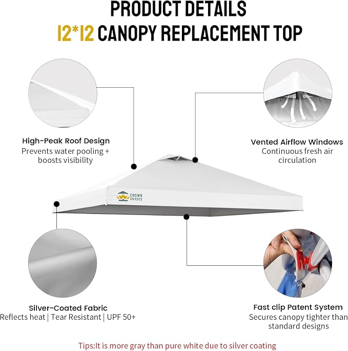 CROWN SHADES 12x12 Canopy Replacement Top - Image 6