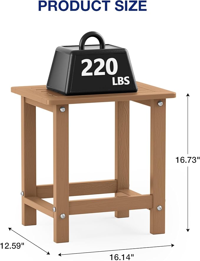 YEFU Outdoor Side Table for Patio: 16" HIPS Weather - Image 3
