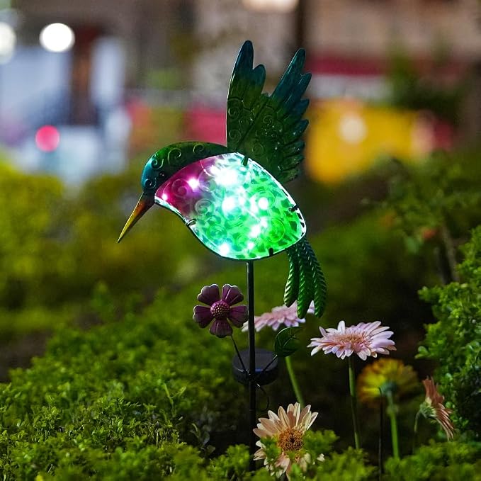 dreamysoul Outdoor Solar Hummingbird Garden Lights, Decorative Hummingbird - Image 2