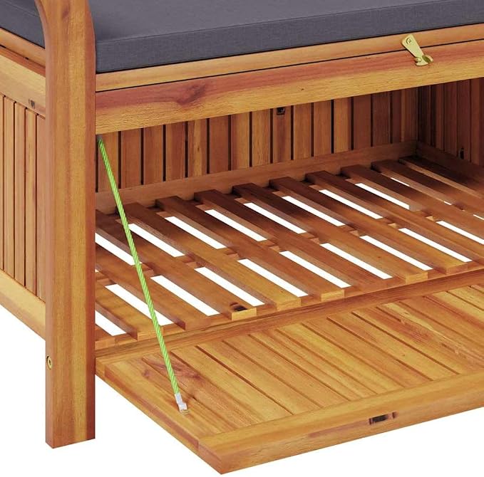 vidaXL Garden Storage Bench, Solid Acacia Wood, Classic Outdoor Design - Image 9