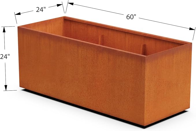 Plantercraft Extra Large Corten Steel Planter 60x24x24 | Large Rectangular - Image 5