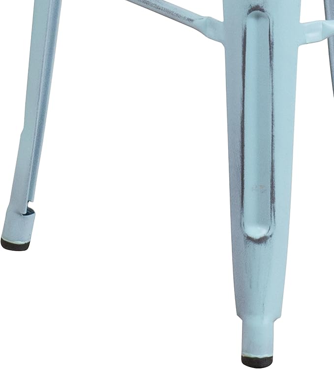 Flash Furniture Kai Commercial Grade 30" High Backless Distressed Green-Blue - Image 5
