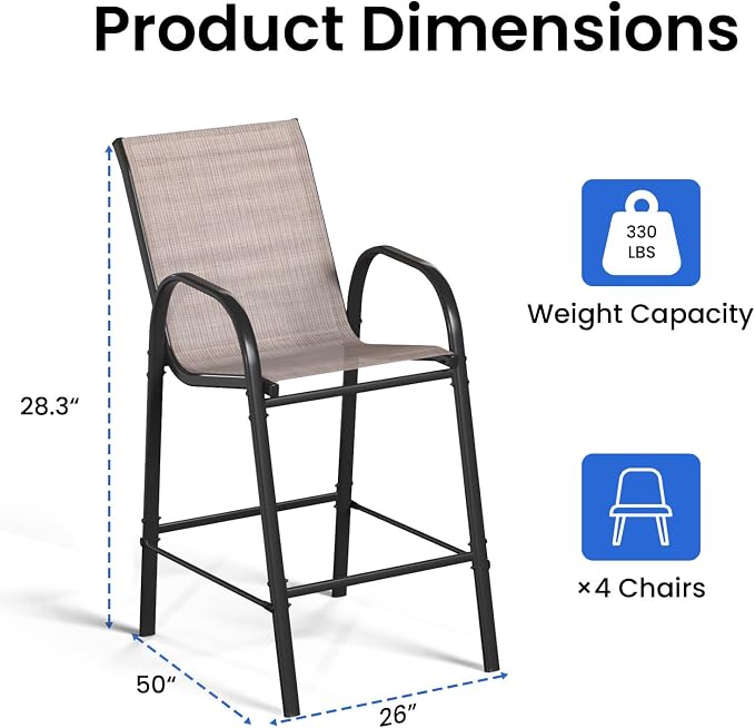 8-Piece Outdoor Bar Stool Set - Image 3