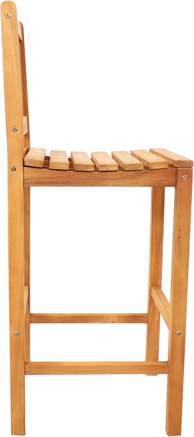 Sunnydaze Solid Teak Wood Outdoor Bar Chair - Image 6