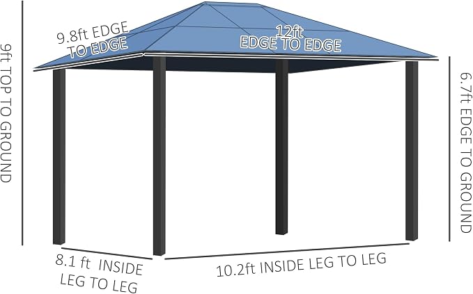 Outsunny 10' x 12' Hardtop Gazebo Canopy - Image 7