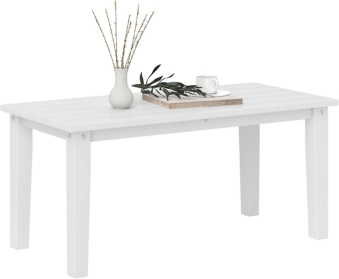 Outsunny HDPE Outdoor Coffee Table, All-Weather Rectangle Patio Coffee Table by Outsunny
