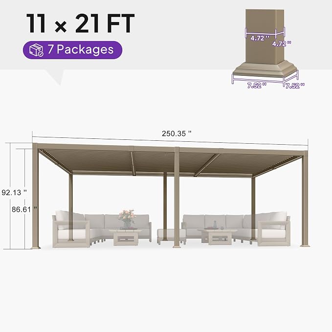 PURPLE LEAF 11x21 ft Louvered Pergola - Image 2