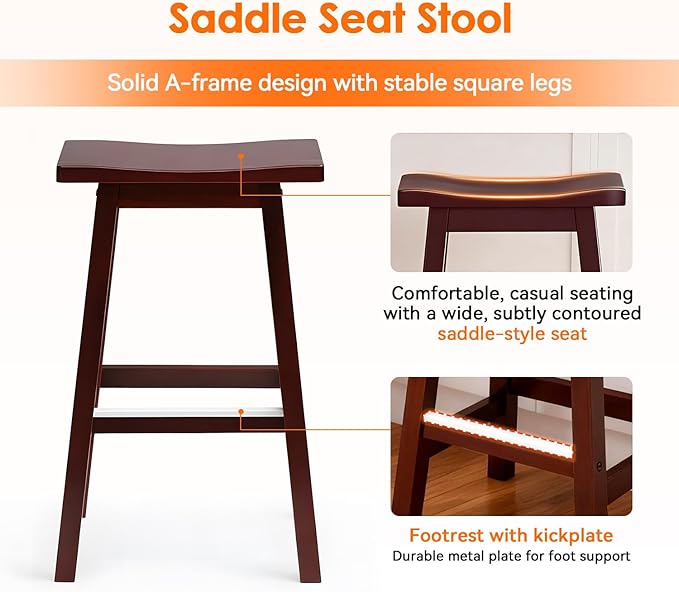 PayLessHere Bar Stools Set of 2, Saddle Stools 30 Inch Heigh, Bar Chairs Seat - Image 7