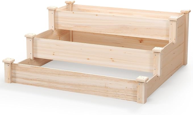 Giantex 3-Tier Raised Garden Bed, Tiered Planter Box w/Open-Ended Base - Image 9