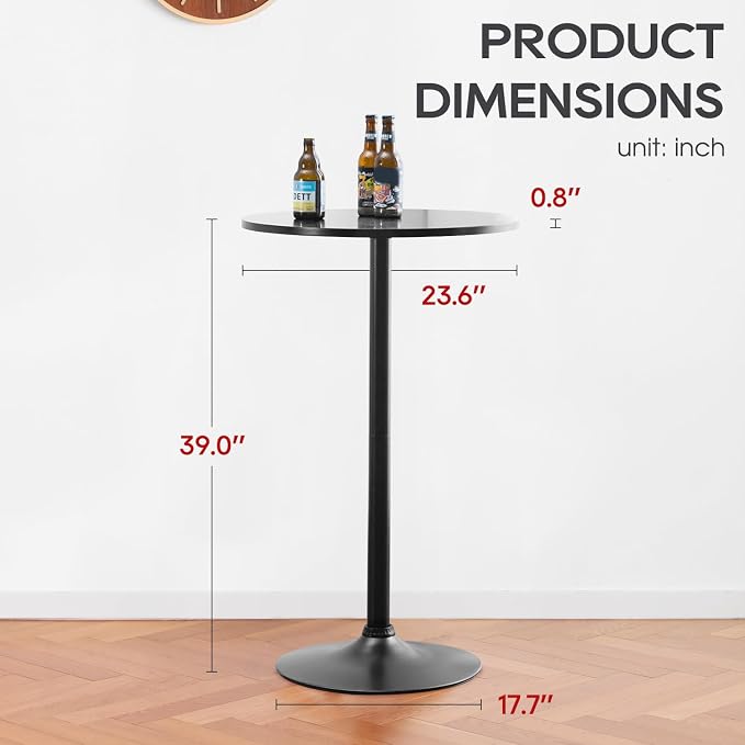 FDW Pub Table 40 Inch Height Cocktail Table Round Bistro Bar Table - Image 3
