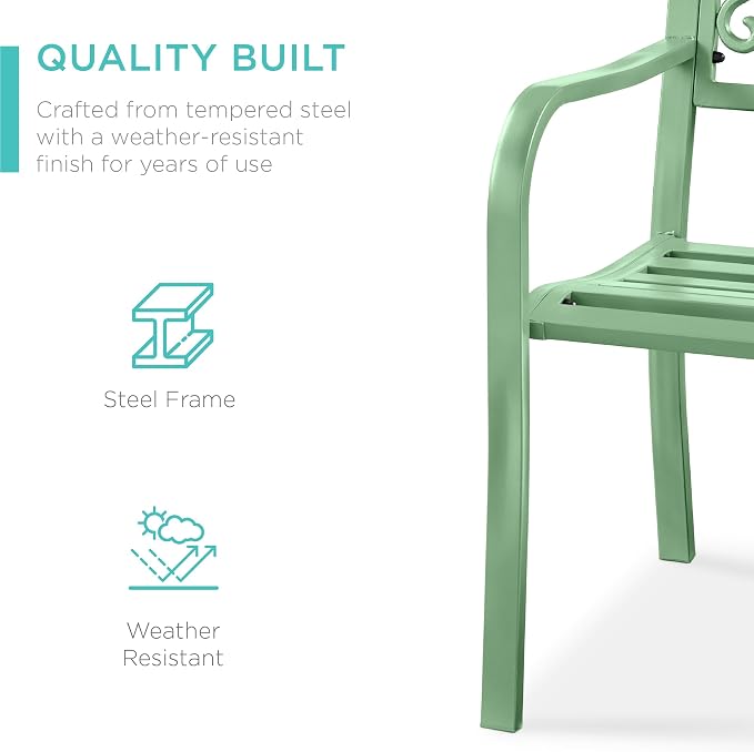 Best Choice Products Outdoor Bench Steel Garden Patio Porch Furniture - Image 4