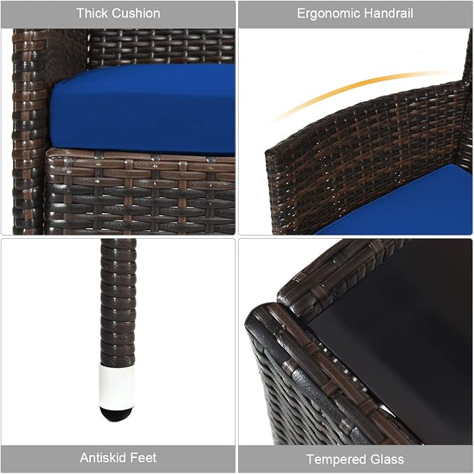 COSTWAY 8PCS Rattan Patio Furniture Set, Outdoor Wicker Rattan Chairs - Image 8